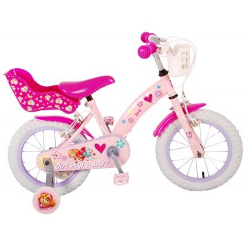 Bicicleta Paw Patrol fete, 14 inch, culoare Roz, frana de mana fata si spate