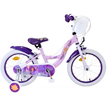 Bicicleta pentru fete Disney Wish v2, 16 inch, culoare violet/alb, frana de mana fata si spate