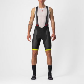 Pantaloni scurti cu bretele Castelli Competizione Kit, Negru/Galben Fluo, L