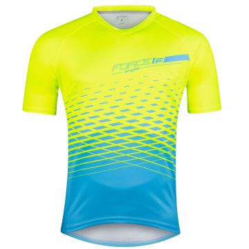 Tricou maneca scurta Force MTB Angle, albastru/fluo, M