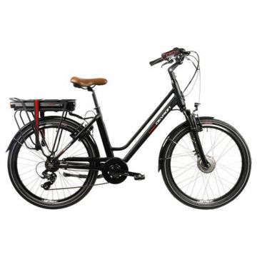 Bicicleta Electrica Devron 26120 2020, roti 26inch, M, Putere motor 250 W, Autonomie acumulator 60 km (Negru)