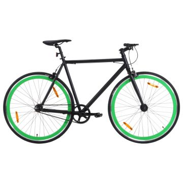 vidaXL Bicicletă cu angrenaj fix, negru și verde, 700c, 51 cm