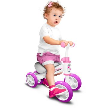 Bicicleta fara pedale, Skids, Baby Walker, Cu 4 roti din spuma, Pana la 20 kg, Otel, Manere moi, 12 luni+, Purple/White