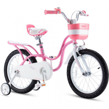 Bicicleta Copii 3-5 ani Royal Baby Little Swan, Roti 14 Inch, Frana fata/spate V-Brake, Roti Ajutatoare (Roz)