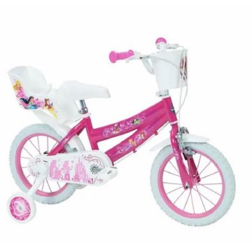 Bicicleta copii cu roti ajutatoare si cosulet Disney Princess 14 inch