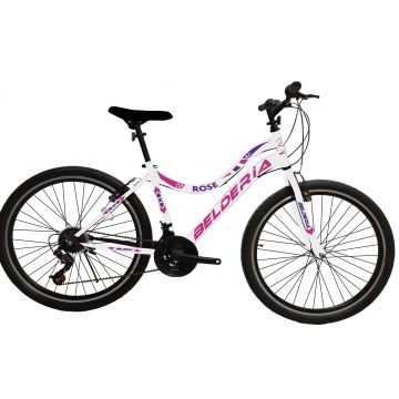 Bicicleta MTB Belderia Rose, culoare alb/roz, roata 26