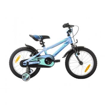 Bicicleta pentru baieti 16 inch cu roti ajutatoare Max Bike Sprint Casper Bleu