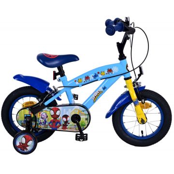 Bicicleta pentru baieti Disney Spidey, 12 inch, culoare albastru / galben, frana de mana fata si spate