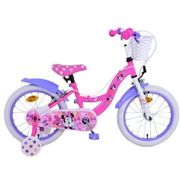 Bicicleta pentru fete Disney Minnie, 16 inch, culoare roz/violet, frana de mana fata si spate