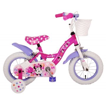 Bicicleta pentru fete, Disney Minnie Cutest Ever!, culoare roz/violet, 12 inch, frane de mana fata - spate