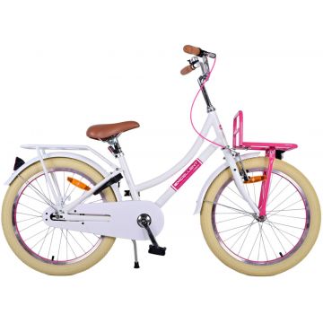 Bicicleta pentru fete Volare Excellent, 20 inch, culoare alb/roz, frana de mana fata si spate