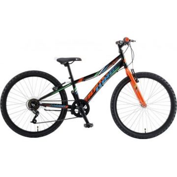 Bicicleta Copii Booster 2023 Turbo, roti 24 Inch, 6 Viteze, Frana V-Brake, Negru/Portocaliu