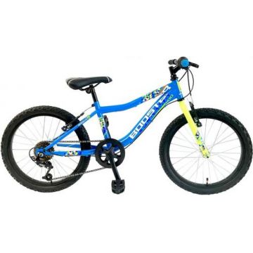 Bicicleta Copii Booster Plasma, roti 20 Inch, 6 viteze, FranaV-Brake, cadru otel, Albastru/Verde