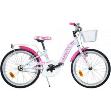 Bicicleta copii 6-9 ani, 20 inch, City Smarty Alb, Dino Bikes DB204R05SWH