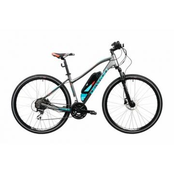 Bicicleta Electrica Corwin 28162, roti 28inch, cadru 450mm, 9 viteze, motor 250W, autonomie 60km, acumulator16.75 Ah (Gri)