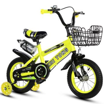 Bicicleta Go Kart Sport galbena 16 inch intre 4-7 ani,roti ajutatoare silicon ,aparatoare ,cos suport si bidon ,sonerie