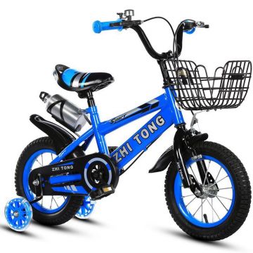 Bicicleta Goo Kart Sport albastra16 inch cu intre 4-7 ani,roti ajutatoare silicon cu luminite,aparatoare,sonerie