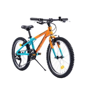 Bicicleta MTB Copii Pegas Mini Drumet, 20 inch, Portocaliu/Turcoaz