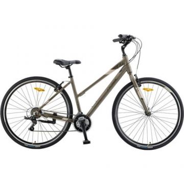 Bicicleta Oras Polar Athena 2023, roti 28 Inch, cadru aluminiu L, 21 de viteze, Gri