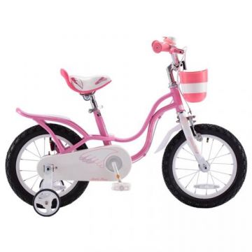 Bicicleta Royal Baby Little Swan, roti 12inch, roti ajutatoare, cadru otel (Roz)