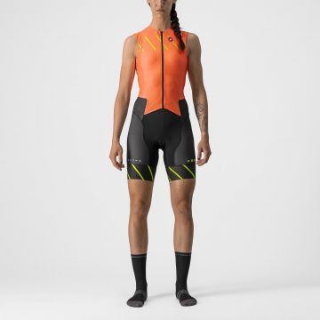 Costum de triatlon fara maneci Castelli Free W Sanremo SL de dama Portocaliu/Negru S