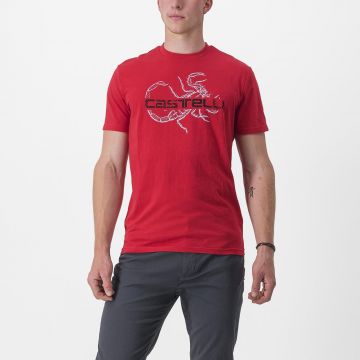 Tricou casual Castelli Finale Tee Rosu XL