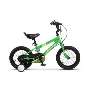 Bicicleta Copii 3-5 ani Velors V1403B, Roti 14 Inch, Frana fata C-Brake, Frana Spate Tambur, Roti ajutatoare, Verde