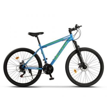 Bicicleta Mountain Bike Velors Challange CSV27/10A, Shimano Tourney 21 viteze, Roti 27.5 inch, Frane Disc, Albastru/Verde