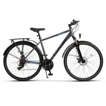 Bicicleta MTB-TREKKING Carpat Rocky C28281G, roti 28inch, 21 viteze, Cadru Aluminiu, Gri/Albastru