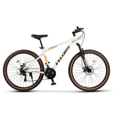 ﻿﻿Bicicleta MTB Velors Venus V27302G 27.5inch, Schimbator spate Shimano Tourney TZ, Roti 27.5 Inch, Manete Schimbator Secventiale, 21 Viteze, Frane Disc fata/spate, Alb/Portocaliu