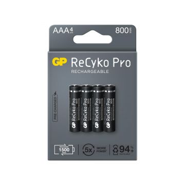 GP - Incarcator acumulatori - ReCyko Pro AAA 800mAh (R03). ambalaj reciclabil 4pcs