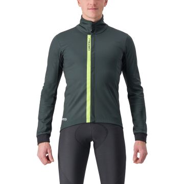 Castelli - Jacheta ciclism vreme rece sau iarna, Entrata Jacket - verde inchis rover galben fluo