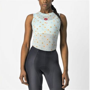 Castelli - maiou ciclism pentru femei PRO Mesh 3 W sleeveless base layer - alb bleu deschis portocaliu