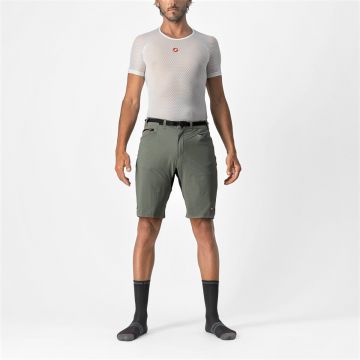 Castelli - pantaloni ciclism scurti si largi pentru barbati Unlimited Trail Baggy Short - verde army padure negru