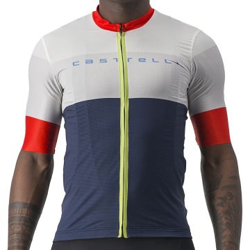 Castelli - tricou ciclism barbati maneca scurta Sezione jersey - bleumarin alb ivory rosu