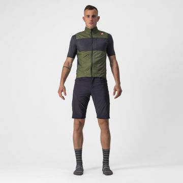 Castelli - vesta ciclism pentru barbati Unlimited Puffy Vest - verde deschis military gri inchis