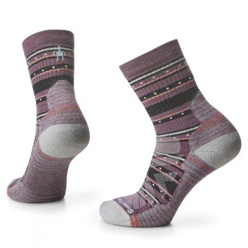 Smartwool - sosete sport femei Hike Stitch Stripe Light Cushion Mid Crew socks - alb argila maro mov