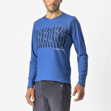 Castelli - tricou ciclism pentru barbati, maneca lunga Trail Tech LS Tee jersey - albastru electric negru