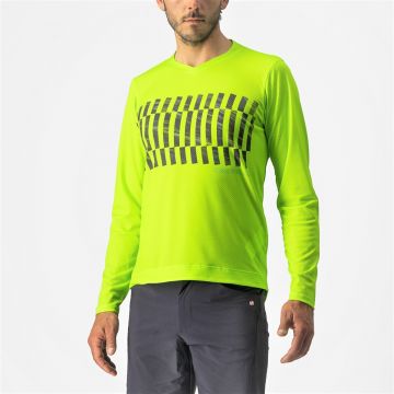 Castelli - tricou ciclism pentru barbati, maneca lunga Trail Tech LS Tee jersey - galben electric fluo lime negru