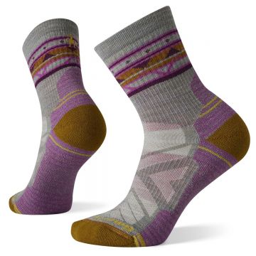 Smartwool - sosete sport femei Hike Zig Zag Valley Light Cushion Mid Crew socks - gri lunar maro frunza