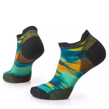 Smartwool - sosete sport femei Run Brushed Print Low Targeted Cushion Low Ankle socks - negru albastru galben verde