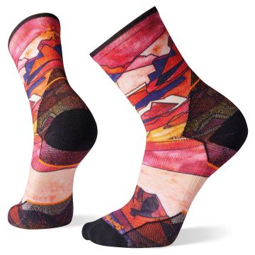 Smartwool - sosete sport Run Athlete Edition Print socks Targeted Cushion Crew - rosu portocaliu negru Tandoori Orange