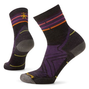 Smartwool - sosete sport Run Zero Cushion Mid Crew socks pentru femei - gri inchis negru visiniu