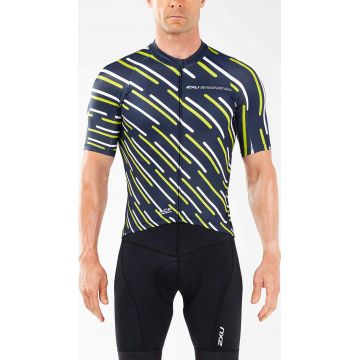 2XU - tricou ciclism barbati Elite Cycle  Jersey - bleumarin Maritim dungi Lightbeams