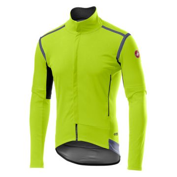 Castelli - Jacheta ciclism vreme rece 2 in 1 cu maneci detasabile, Perfetto Ros Convertible - galben fluo negru gri