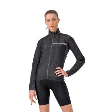 Castelli Squadra Stretch W - jacheta ciclism anti vant pentru femei - gri inchis-negru