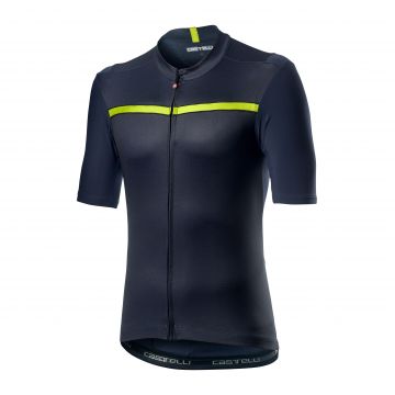 Castelli - tricou pentru ciclism cu maneca scurta Unlimited Jersey - albastru inchis verde Chartreuse