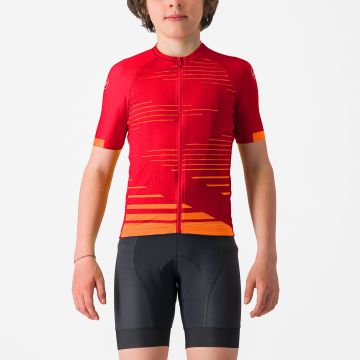 Castelli - tricou ciclism maneca scurta copii - Aero Kid Jersey - rosu | portocaliu Castelli - tricou ciclism maneca scurta copii - Aero Kid Jersey - rosu | portocaliu